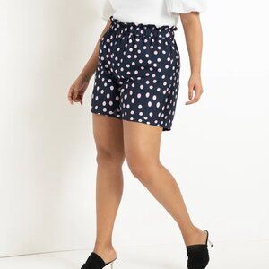 Eloquii High Waisted Polka Dot Ruffle Shorts with Pockets, Size 14